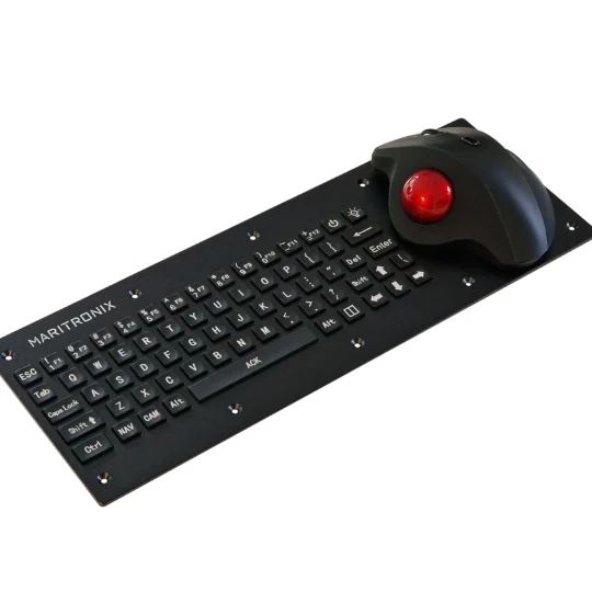 MARITRONIX MKB-100T marine aluminium backlit keyboard with integrated trackball