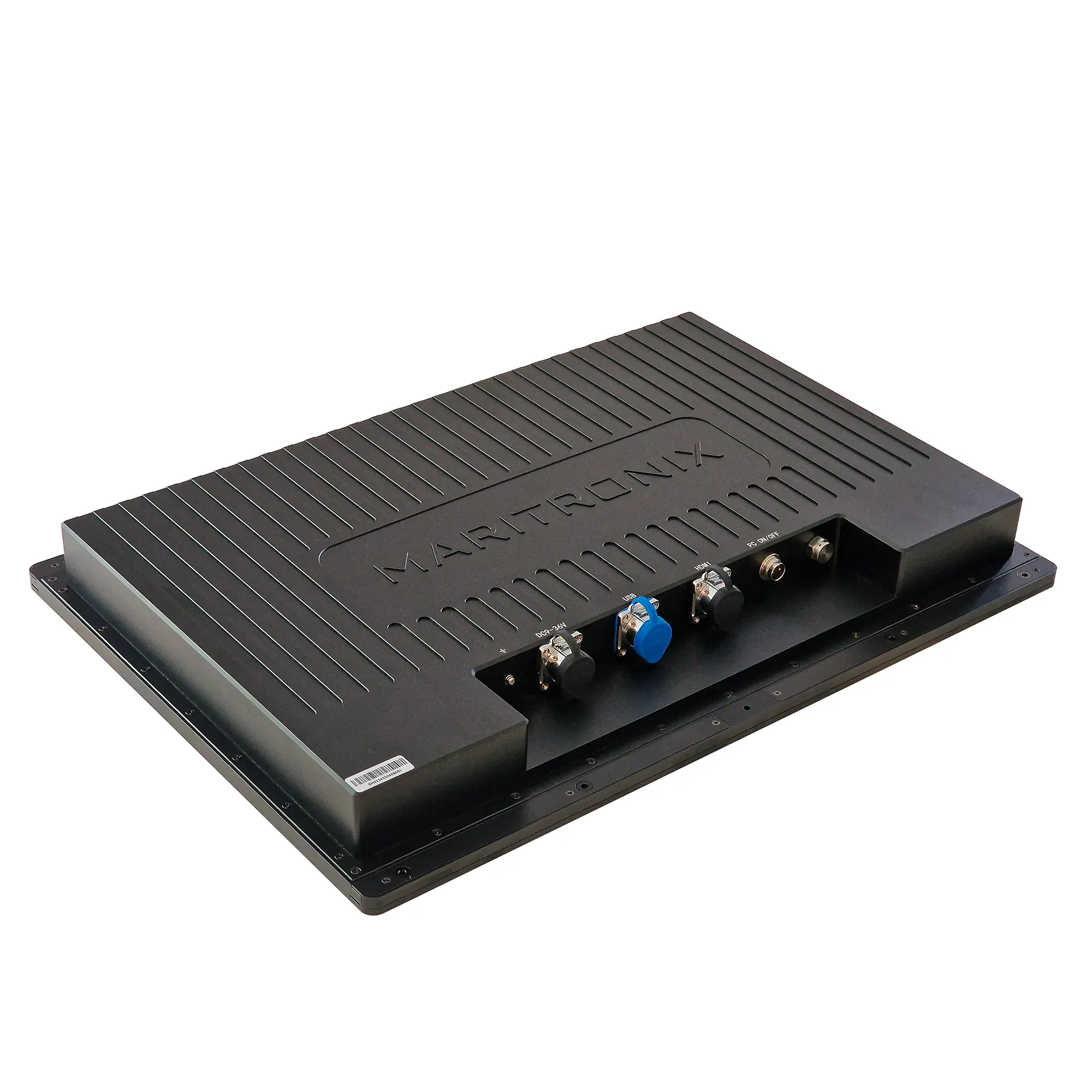 Maritronix X24 marine monitor shown from an angled rear view