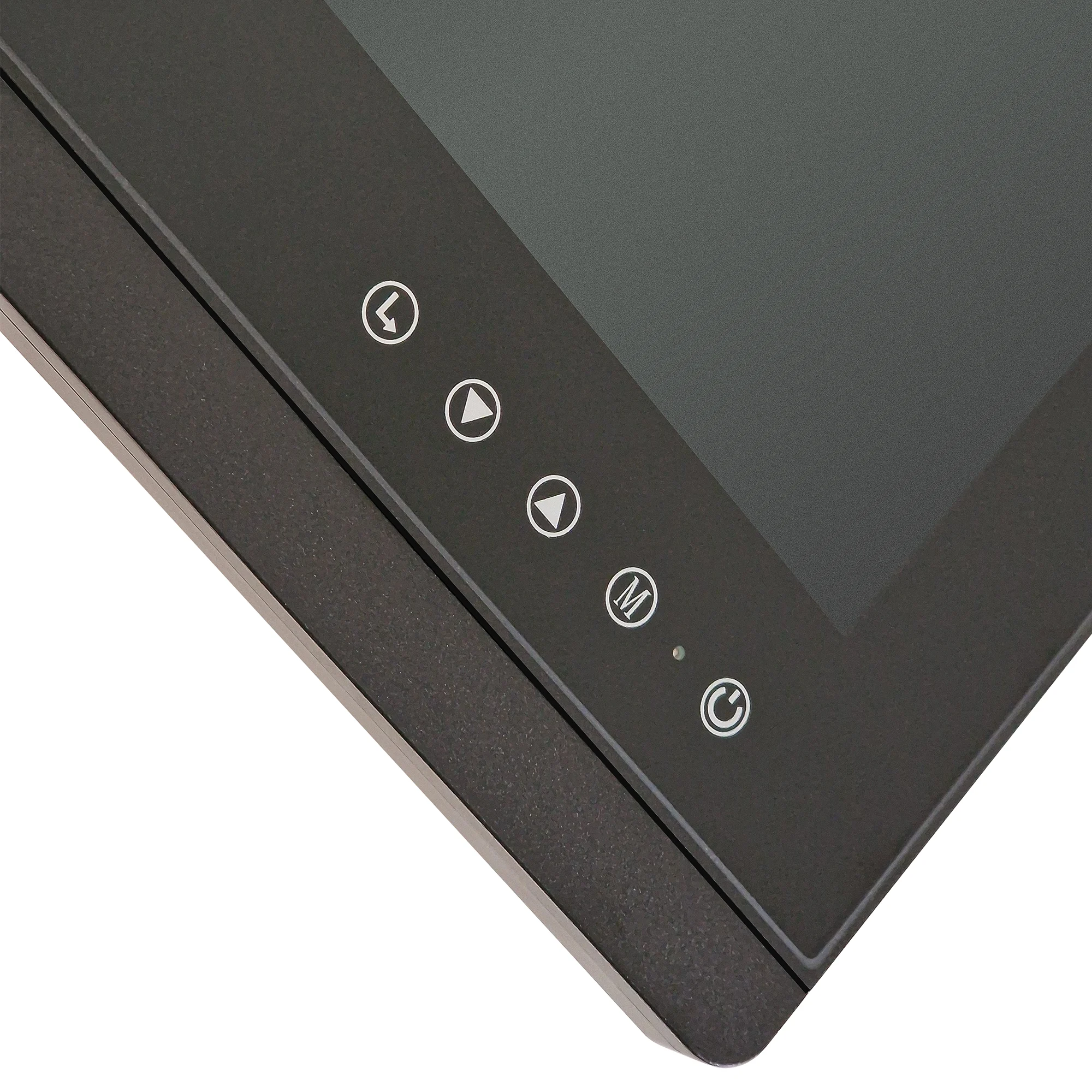 Close-up of the capacitive touch control buttons on the Maritronix X24 marine monitor