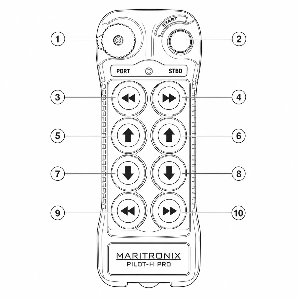 PILOT-H numbered transmitter button layout diagram for multilingual user manuals