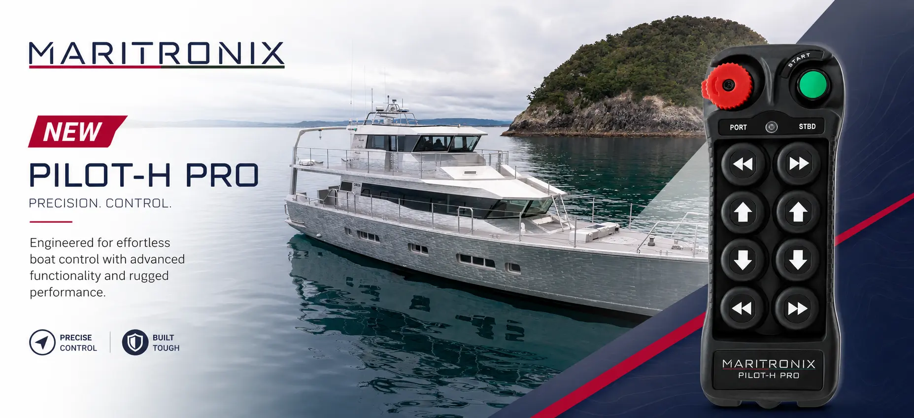 PILOT-H PRO proportional wireless yacht control system with remote control and yacht
