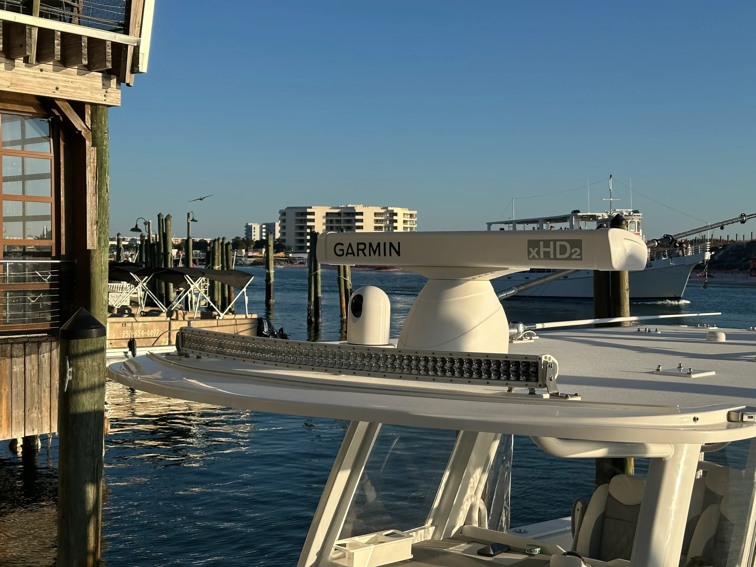 SIONYX Nightwave Digital marine night vision camera installed with Garmin radar on a boat
